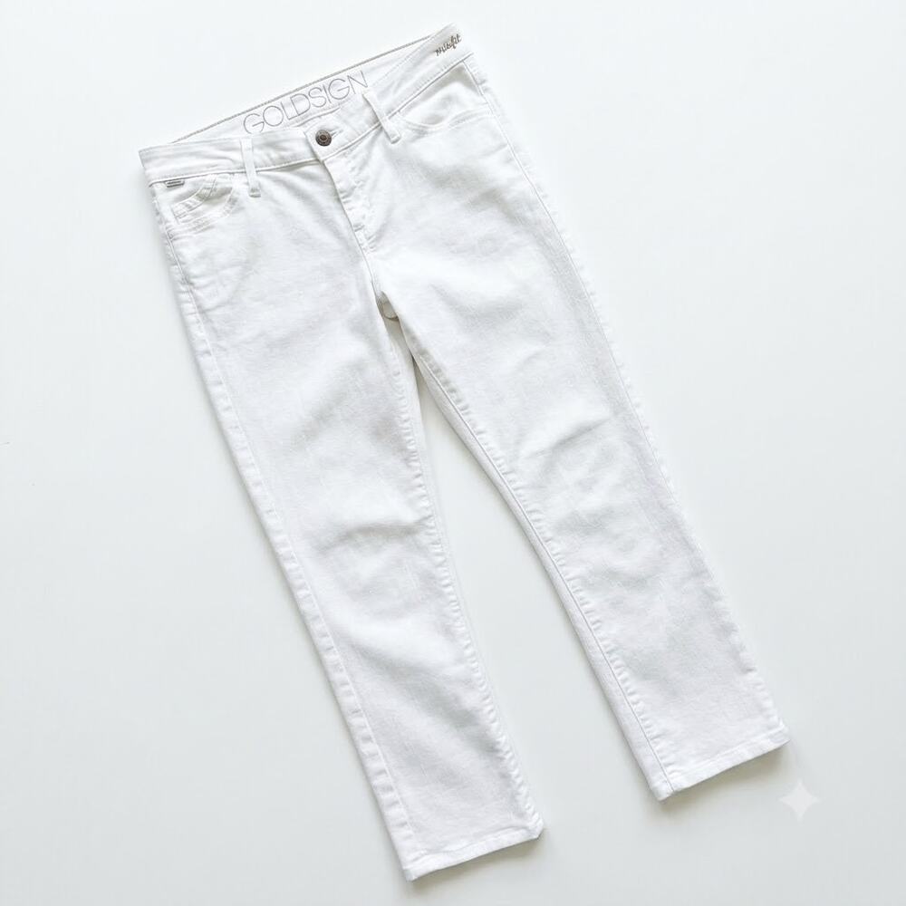 Goldsign Misfit Crop Jeans White Mid Rise Straight Leg 26" Inseam Womens 29